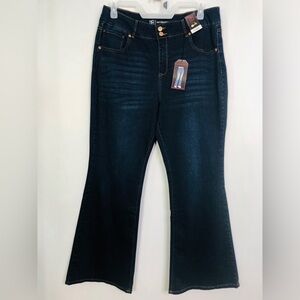 NO BO No Boundaries Plus High-Rise Flare Dark Wash Double Button Jean Size 21